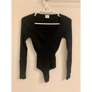 NWOT Sz XS Abercrombie and Fitch Long-Sleeve Squareneck Sweater Bodysuit